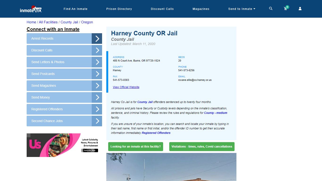 Harney County OR Jail - Inmate Locator - Burns, OR